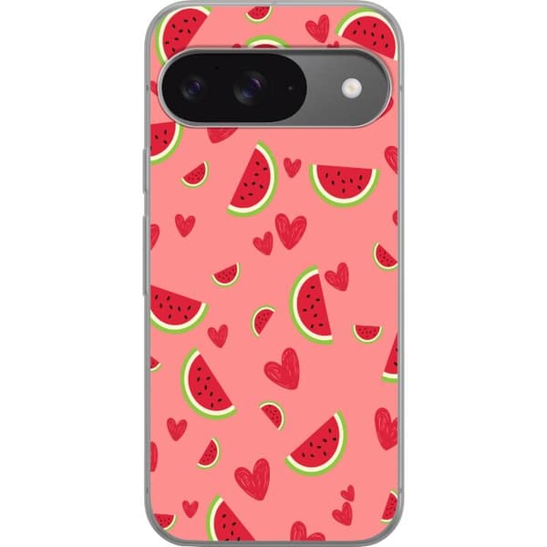 Kompatibelt Mobilskal till Google Pixel 9 Pro Vattenmelon och hjärtan
