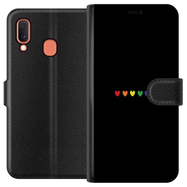 Kompatibelt Plånboksfodral till Samsung Galaxy A20e Pride Hearts
