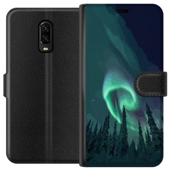 Yhteensopiva Lompakkokotelo OnePlus 6T Norrsken över vinterlandskap