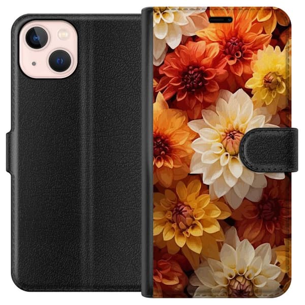 Kompatibelt Lommeboketui til Apple iPhone 13 mini Oransje Blomster