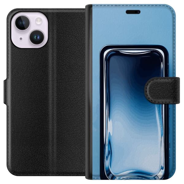 Kompatibelt Plånboksfodral till Apple iPhone 14 Blå glaseffekt