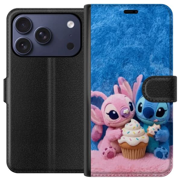 Kompatibel Tegnebogsetui til Apple iPhone 17 Pro Søde blå og lyserøde figurer med stor cupcake og krymmel