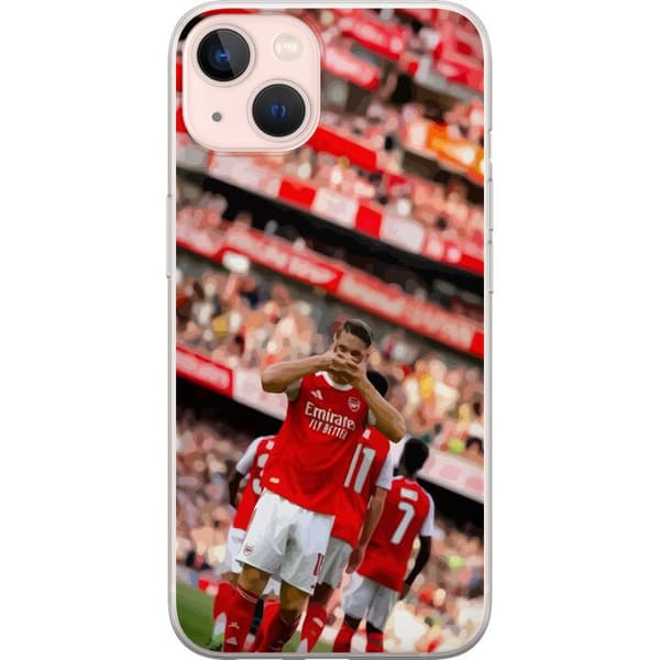 Kompatibelt Mobildeksel til Apple iPhone 13 Arsenal-illustrasjon – Martin Ødegaard i fotballdrakt, målgestdesign