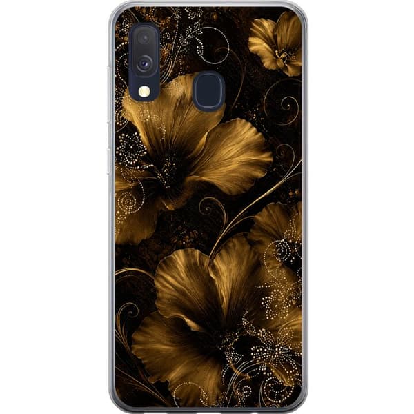 Kompatibelt Mobildeksel til Samsung Galaxy A40 Gyllen blomstring
