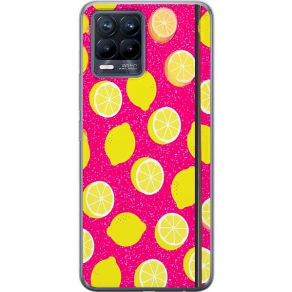 Kompatibelt Mobildeksel til Realme 8 Citronmönster rosa