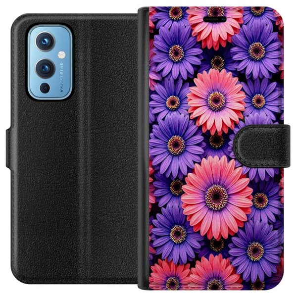 Kompatibelt Plånboksfodral till OnePlus 9 Lila och rosa blommor