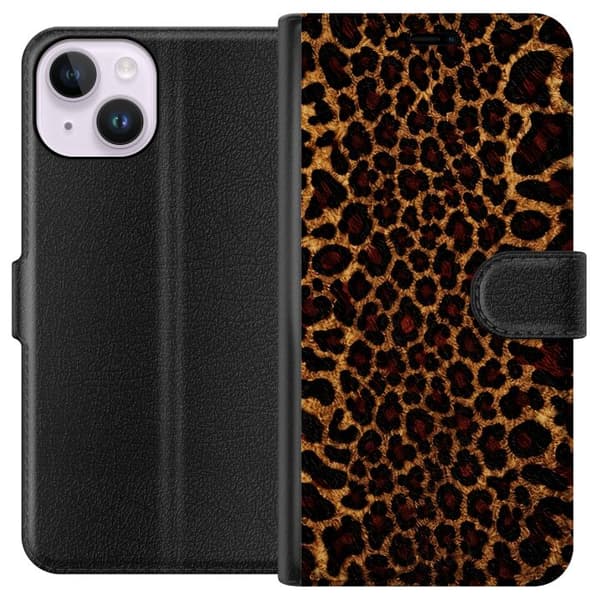 Kompatibelt Lommeboketui til Apple iPhone 15 Leopardikon