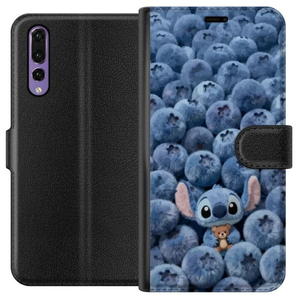 Kompatibelt Plånboksfodral till Huawei P20 Pro Blå figur bland blåbär