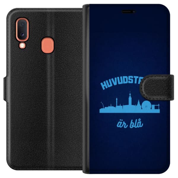 Kompatibelt Plånboksfodral till Samsung Galaxy A20e Djurgården är blå