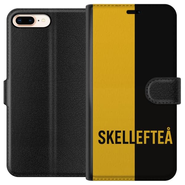 Kompatibel Tegnebogsetui til Apple iPhone 8 Plus Moderne typografisk layout i sort og gult med et elegant udtryk