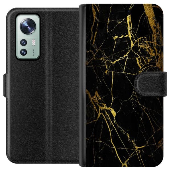 Kompatibel Tegnebogsetui til Xiaomi 12 Marmor Sort & Guld