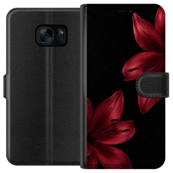 Kompatibelt Plånboksfodral till Samsung Galaxy S7 Red Lily Noir