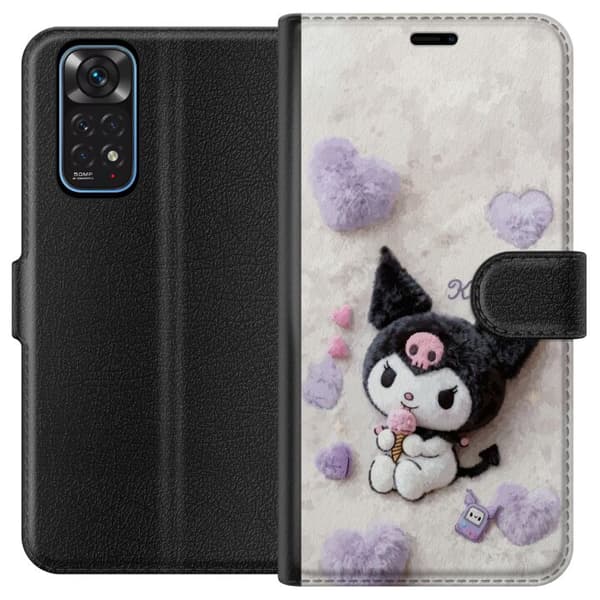 Kompatibel Tegnebogsetui til Xiaomi Redmi Note 11 Sød sort-hvid figur med lyserød is og bløde hjerter
