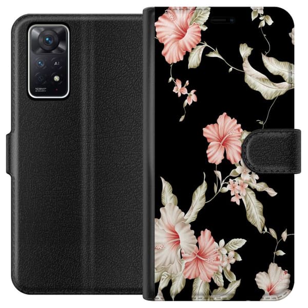 Kompatibelt Plånboksfodral till Xiaomi Redmi Note 11 Pro 5G Floral Pattern Black