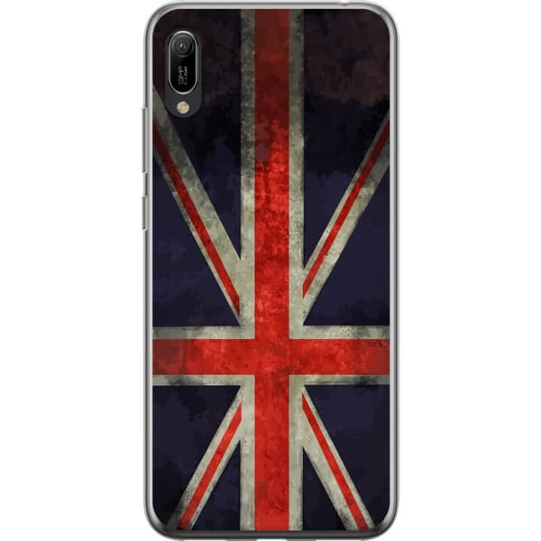 Kompatibelt Mobildeksel til Huawei Y6 Pro (2019) Britisk flagg med rustikk følelse