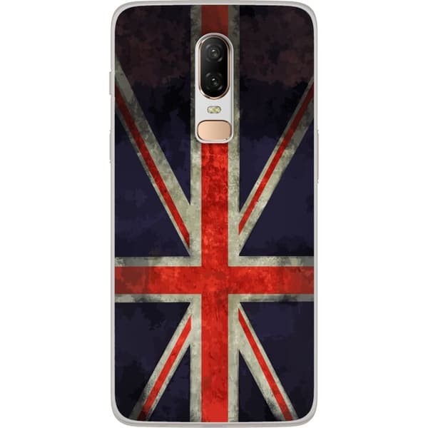 Kompatibelt Mobildeksel til OnePlus 6 Britisk flagg med rustikk følelse
