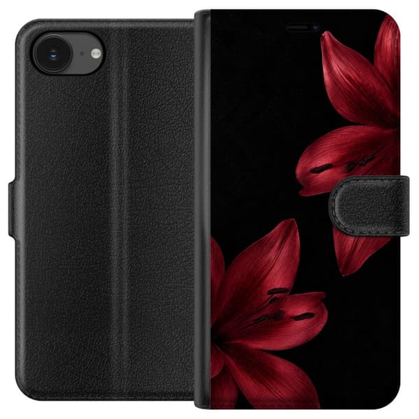 Kompatibelt Plånboksfodral till Apple iPhone 16e Red Lily Noir