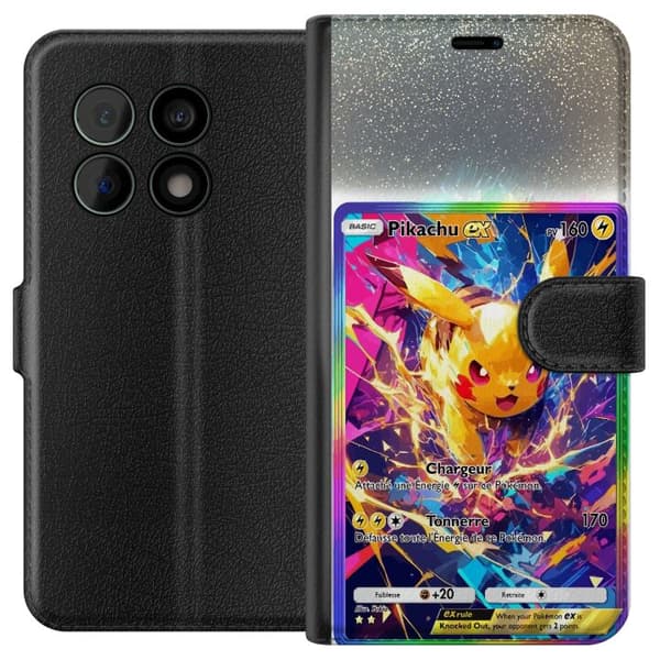 Kompatibel Tegnebogsetui til OnePlus 10 Pro Farverigt Pikachu EX-design