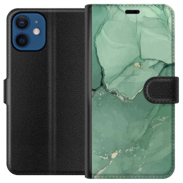 Kompatibelt Lommeboketui til Apple iPhone 12 Grønn Marmor
