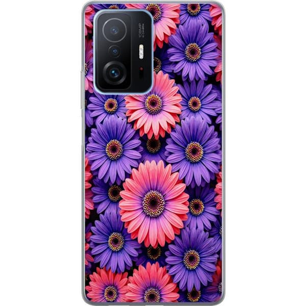 Kompatibelt Mobildeksel til Xiaomi 11T Pro Lila och rosa blommor