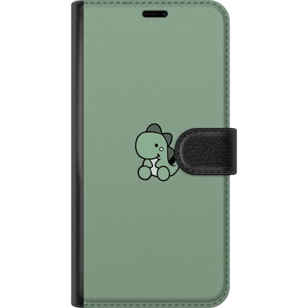 Kompatibel Tegnebogsetui til Google Pixel 10a Sød tegnet grøn dinosaur i minimalistisk stil mod grøn baggrund