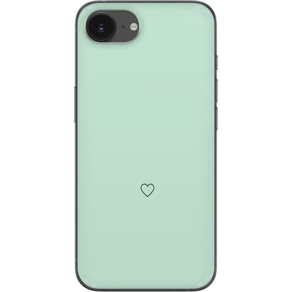 Kompatibel Mobilcover til Apple iPhone 16e Enkel sort hjertekontur centreret mod mintgrøn baggrund