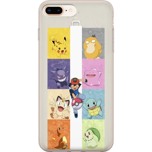 Kompatibelt Mobildeksel til Apple iPhone 8 Plus Fargerike tegnede figurer i en nostalgisk samlingdesign