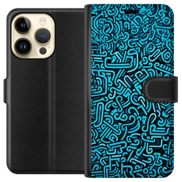 Kompatibelt Plånboksfodral till Apple iPhone 15 Pro Blå abstrakt graffiti