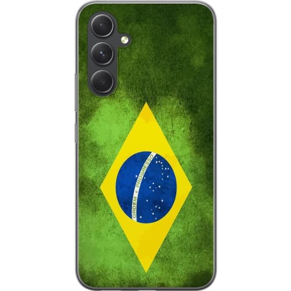 Kompatibelt Mobildeksel til Samsung Galaxy S24 Brasiliansk flagg med rustikk tekstur