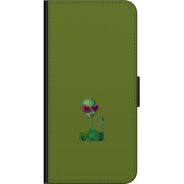 Kompatibel Tegnebogsetui til Samsung Galaxy Note20 Minimalistisk grøn alien med røde solbriller og lyserøde læber mod olivengrøn