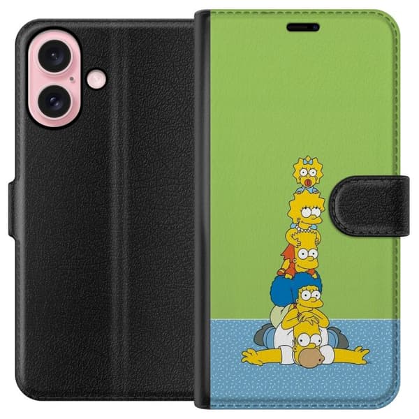 Kompatibelt Lommeboketui til Apple iPhone 16 Simpsonfamiljen staplad