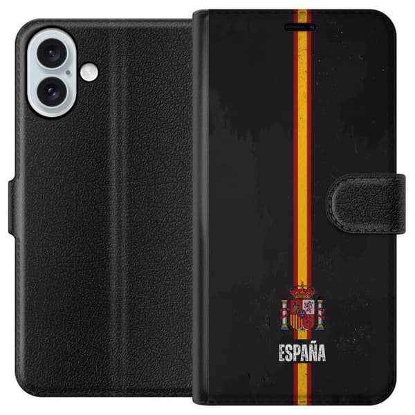 Kompatibel Tegnebogsetui til Apple iPhone 16 Plus Stilfuldt design med Spaniens flag