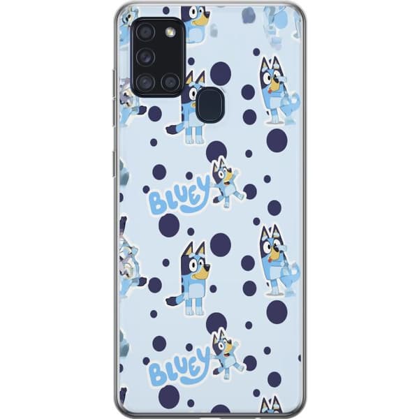 Kompatibelt Mobildeksel til Samsung Galaxy A21s Bluey-mønster i lyseblå design