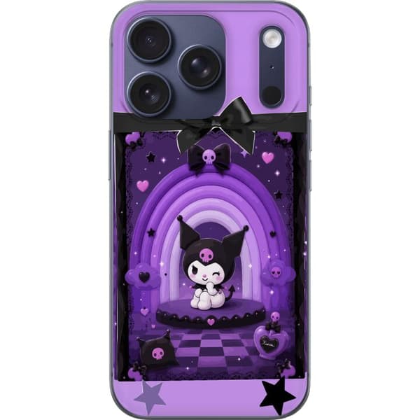 Kompatibelt Mobildeksel til Apple iPhone 18 Pro Søt kaninfigur med lilla regnbue, hjerter og stjerner