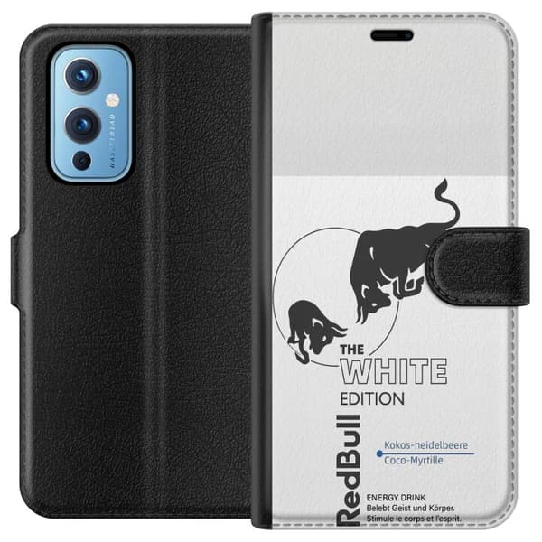 Kompatibel Tegnebogsetui til OnePlus 9 Moderne Red Bull White Edition design