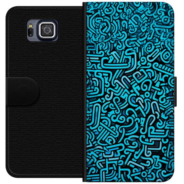 Kompatibelt Plånboksfodral till Samsung Galaxy Alpha Blå abstrakt graffiti