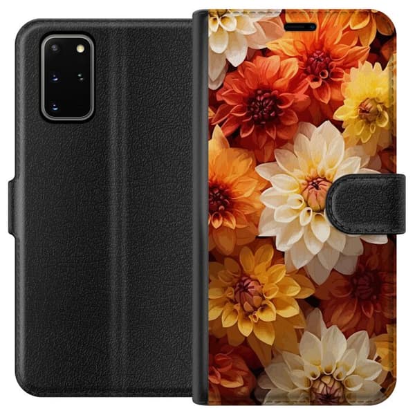 Kompatibelt Plånboksfodral till Samsung Galaxy S20+ Blommor Orange