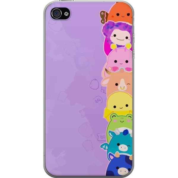 Kompatibelt Mobildeksel til Apple iPhone 4  Lekende illustrasjon med glade Dumpling Squishy-karakterer i regnbuefarger