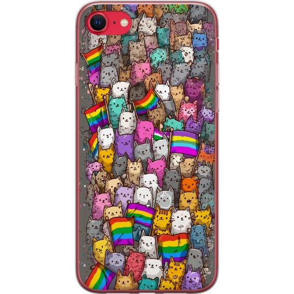 Kompatibelt Mobildeksel til Apple iPhone 7 Illustrerte katter med prideflagg i fargerik samling