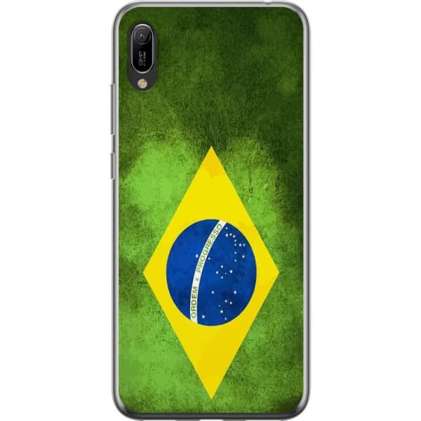 Kompatibelt Mobildeksel til Huawei Y6 Pro (2019) Brasiliansk flagg med rustikk tekstur