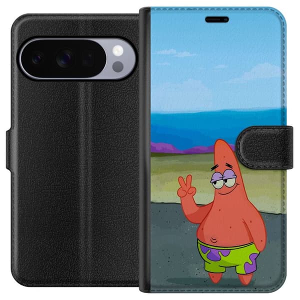 Kompatibel Tegnebogsetui til Google Pixel 11 Pro XL Patrick Stjerne poserer med fredstegn i klassisk tegnet baggrund