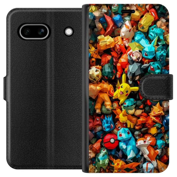 Kompatibelt Plånboksfodral till Google Pixel 7a Unik geometrisk pokémon-design