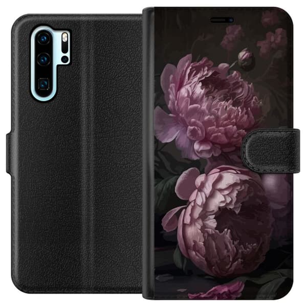 Kompatibel Tegnebogsetui til Huawei P30 Pro Blommor