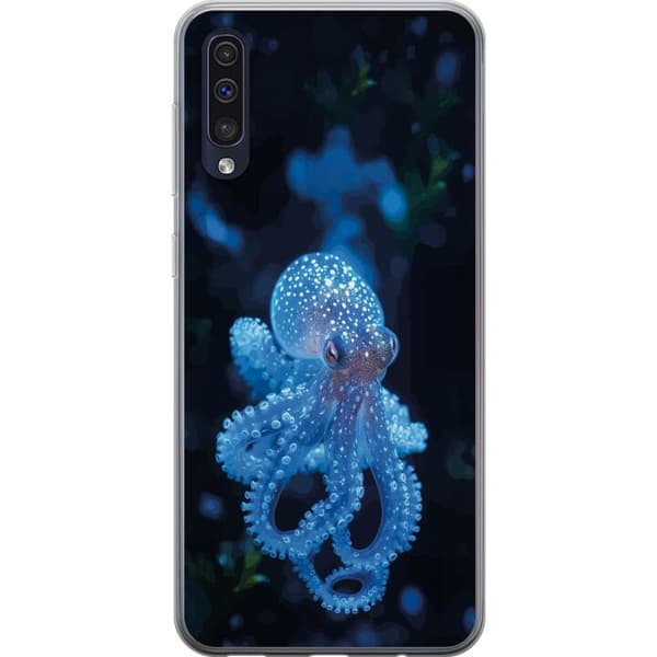 Kompatibelt Mobildeksel til Samsung Galaxy A50 Nærbilde av blå blekksprut