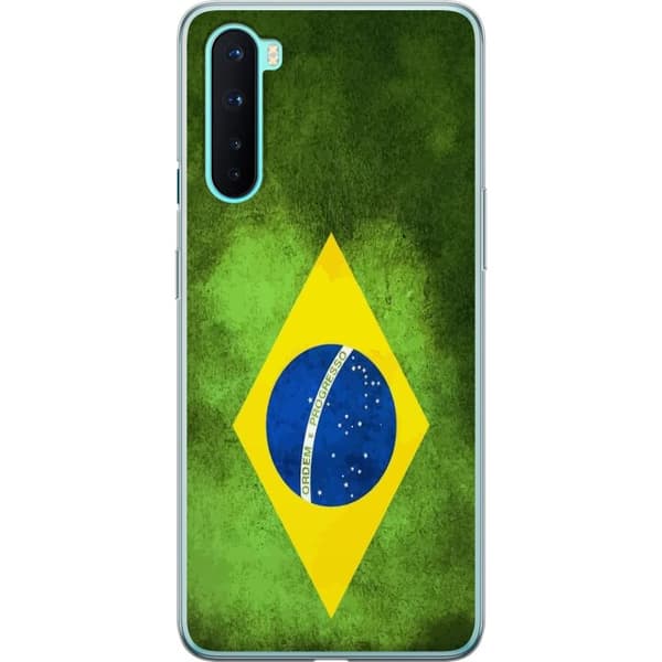 Kompatibelt Mobildeksel til OnePlus Nord Brasiliansk flagg med rustikk tekstur