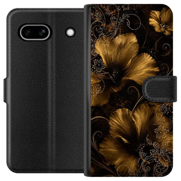 Kompatibelt Lommeboketui til Google Pixel 7a Gyllen blomstring
