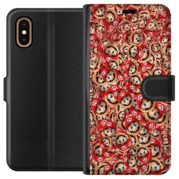 Kompatibel Tegnebogsetui til Apple iPhone XS Max Farverig Super Mario-mønster