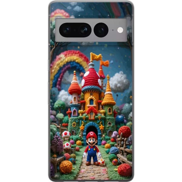 Kompatibelt Mobildeksel til Google Pixel 7 Pro Super Mario-inspirert eventyrtema