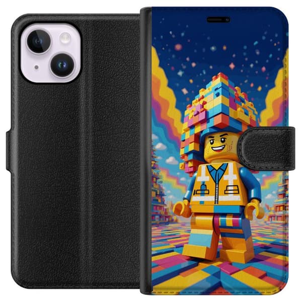 Kompatibelt Lommeboketui til Apple iPhone 15 Plus Byggklossfigur