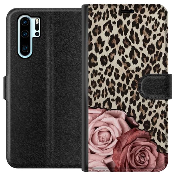 Kompatibel Tegnebogsetui til Huawei P30 Pro Roser og mønstre